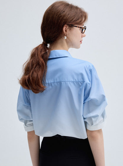 Casual Blue & White Gradient Shirt