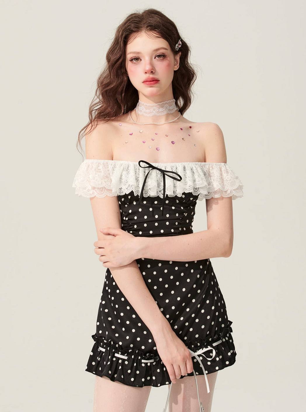 Mulberry Polka Dot Lace Dress