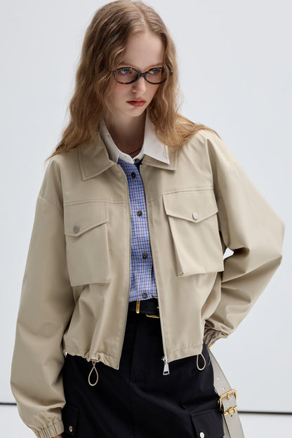 Lapel Cargo Short Jacket