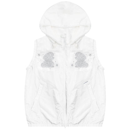 Rabbit Embroidery Hooded Cardigan