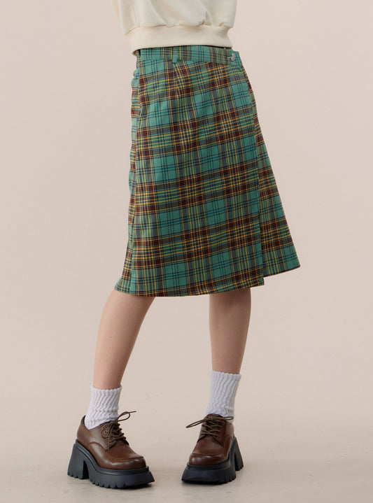 American retro hight waist plaid skirt