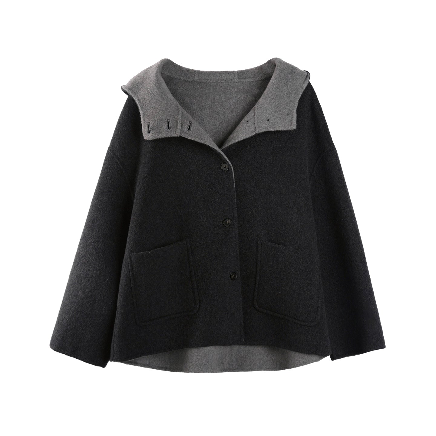 Oxygen Blue Wool Hooded Coat