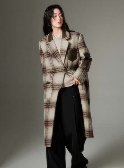 Patchwork tweed padlock coat