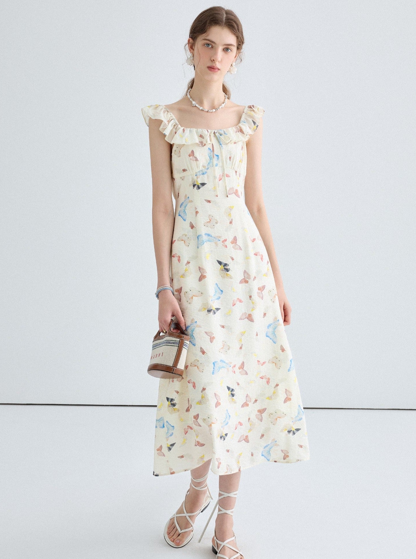 Print Ruffle Collar Dress