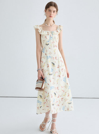 Print Ruffle Collar Dress