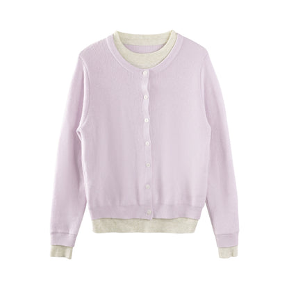 Color-Blocked Knit Fake Two Sweater