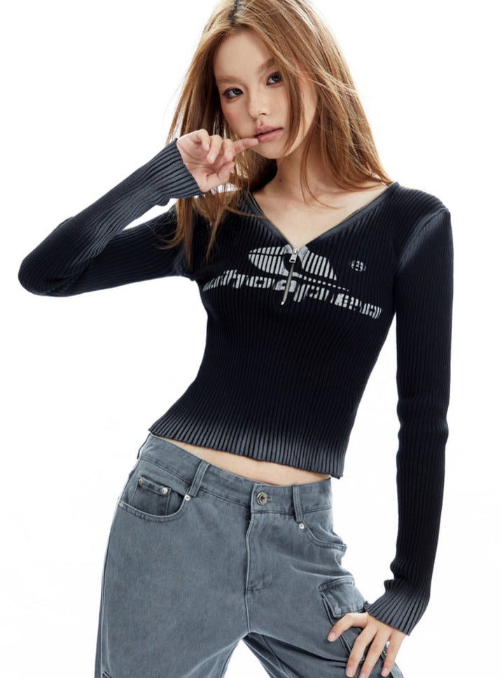 V-Neck Long Sleeve Top T-shirt