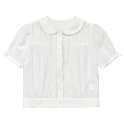 Babydoll Collar Short Sleeve Shirt