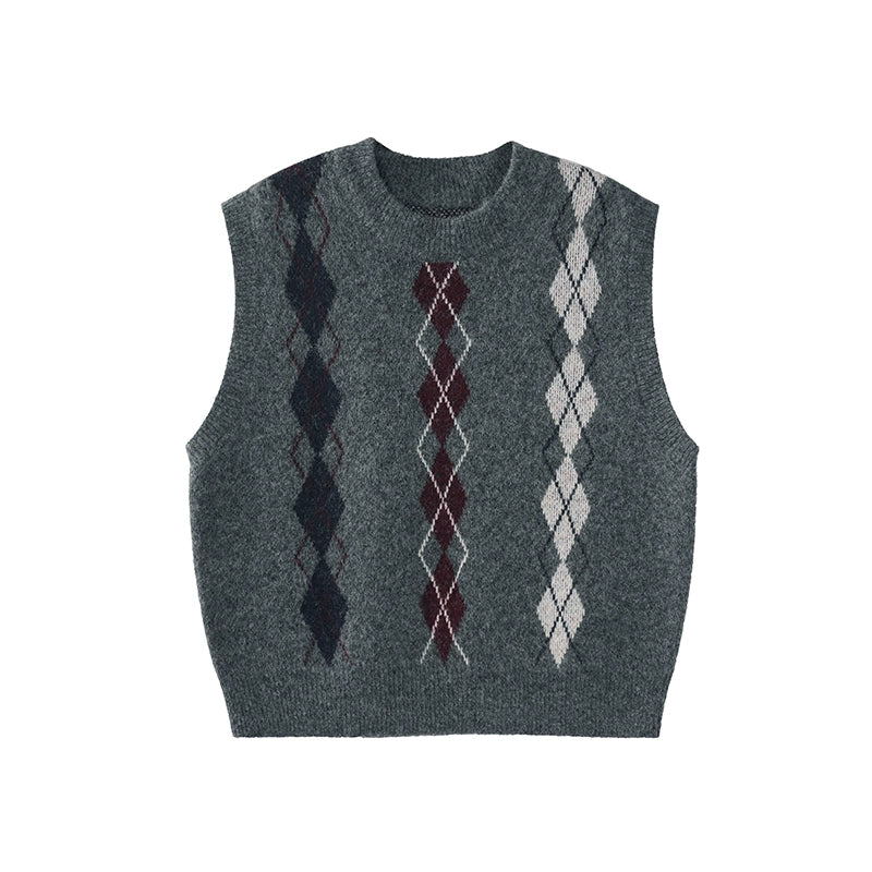 Diamond Checkered Layered Vest