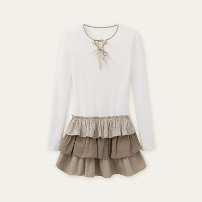 Retro Plaid Knit Tutu Skirt Dress