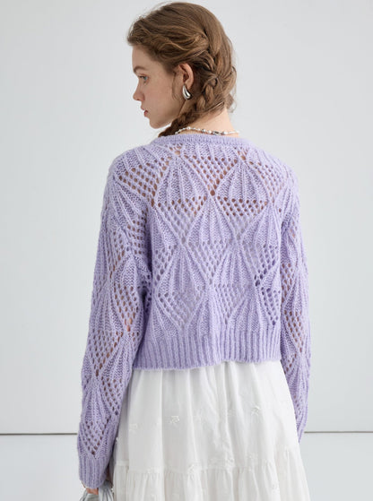 Hollow Jacquard Short Cardigan