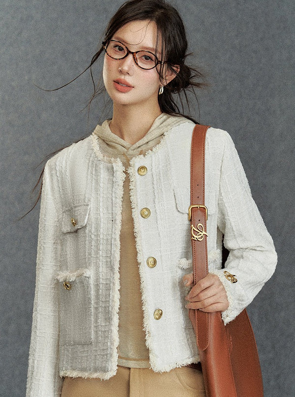 retro tweed short coat