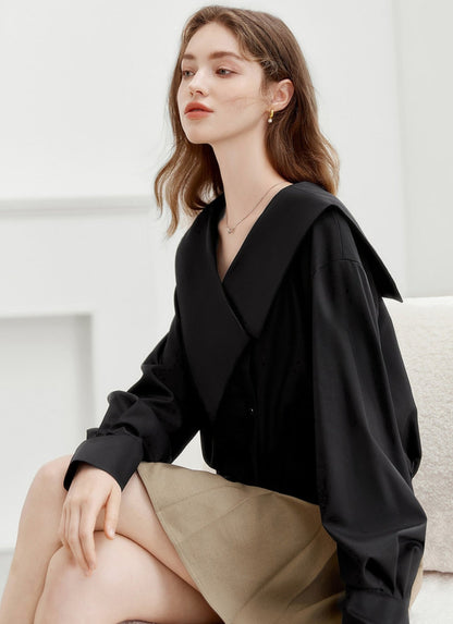 French Irregular Lapel Shirt