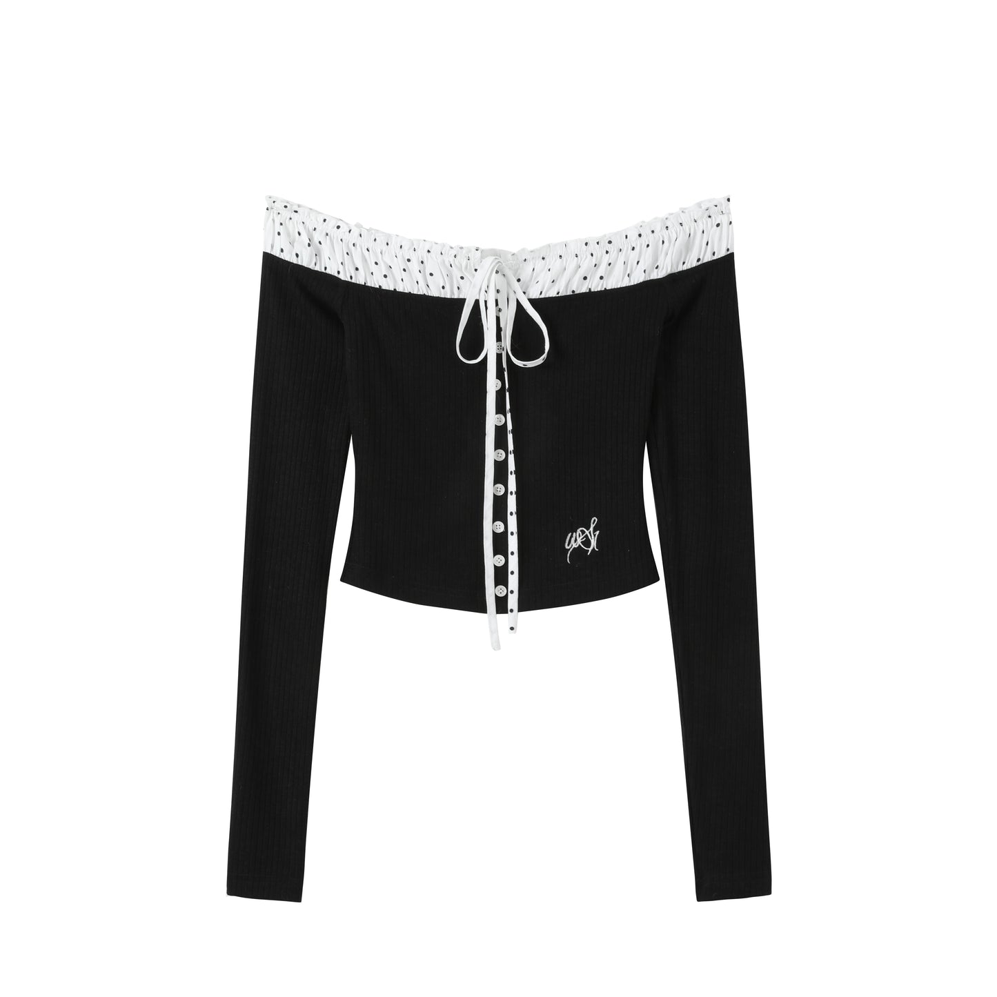 Knitted Patchwork Polka Dot Top Set-Up