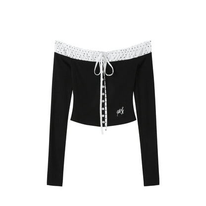 Knitted Patchwork Polka Dot Top Set-Up