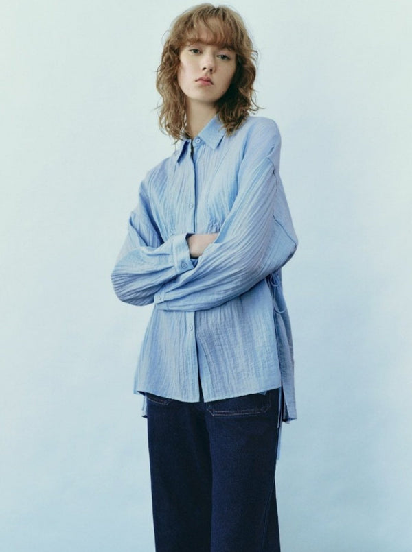 Adjustable Lace-up Slit Shirt