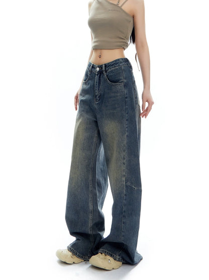 Amerikanische Retro Distressed Straight Denim-Hose