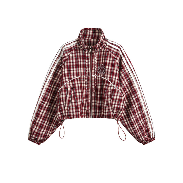 Short Loose Plaid Jacket & Skirt Set-Up