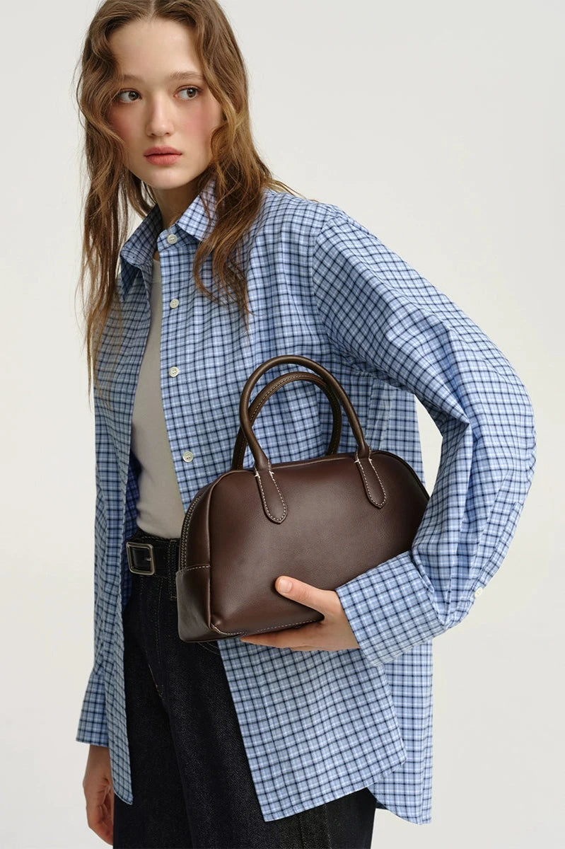 Blue Plaid Miu Cotton Shirt