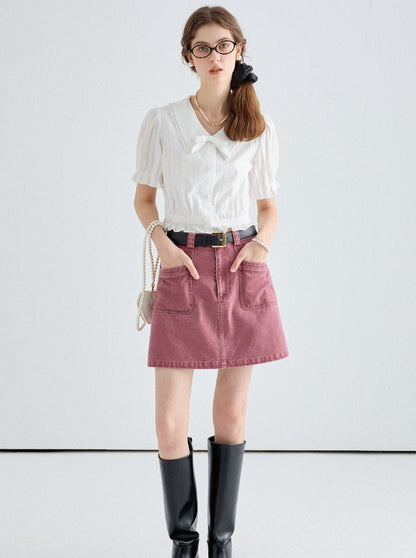 Casual A-Line Denim Skirt