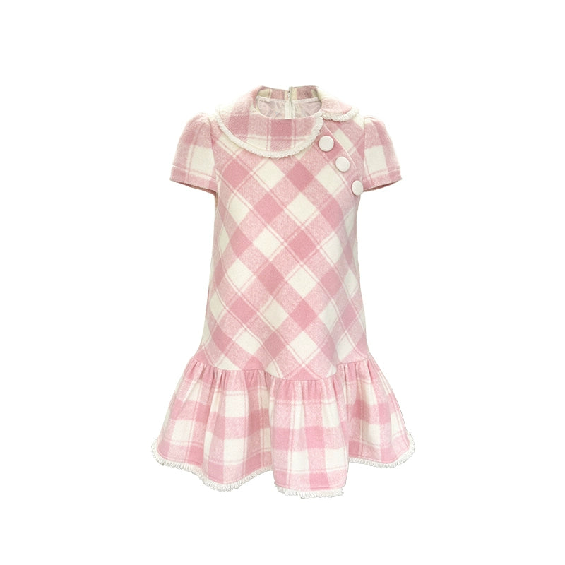 Christmas Doll Collar Tweed Dress Set-Up