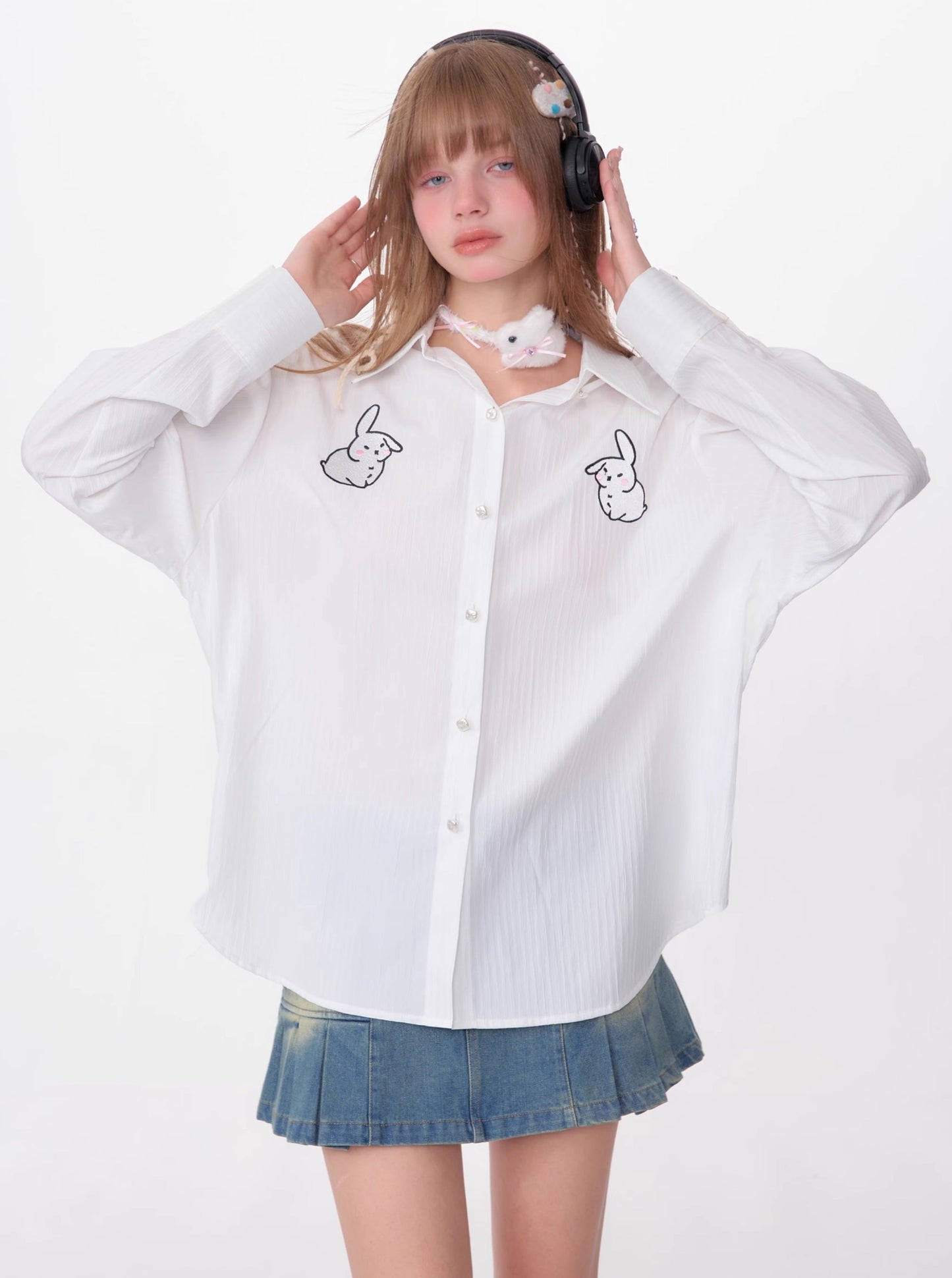 American Retro Embroidery Long Sleeve Shirt