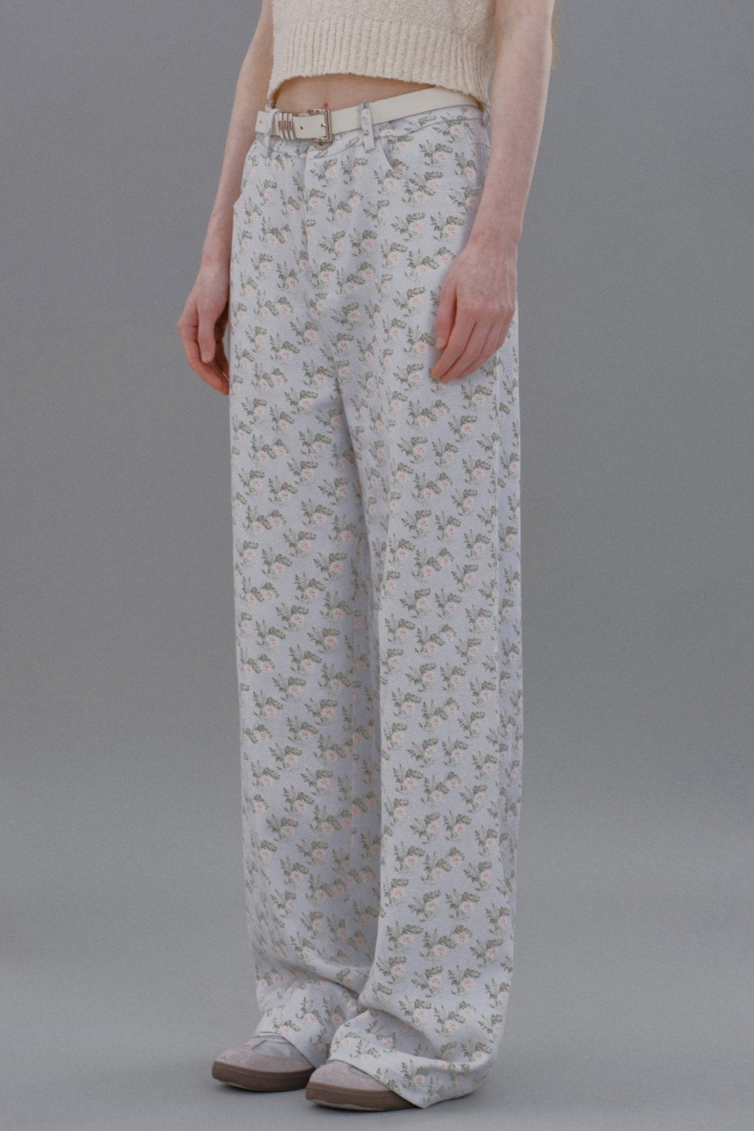 Aqua Blue Rose Floral Trousers