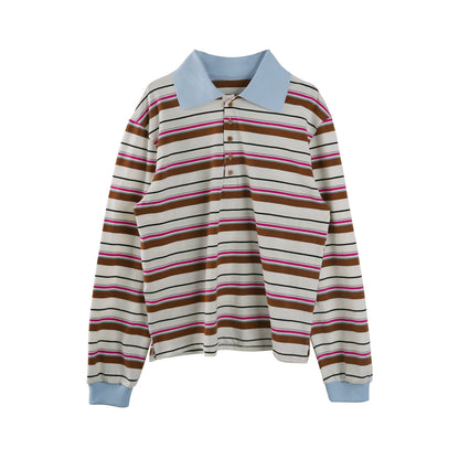 Autumn Texture Long-Sleeved Polo Shirt