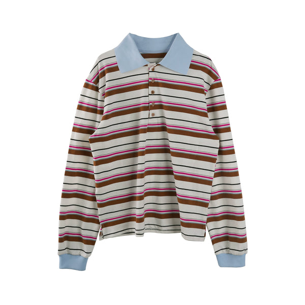 Autumn Texture Long-Sleeved Polo Shirt