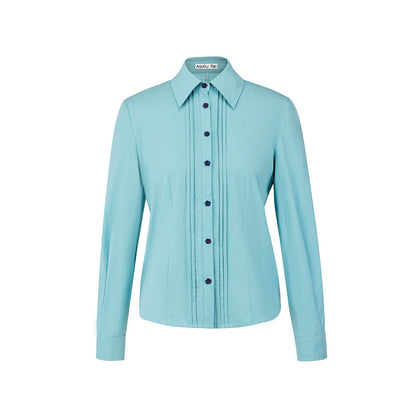 Pleated Basic Long-Sleeved Shirt