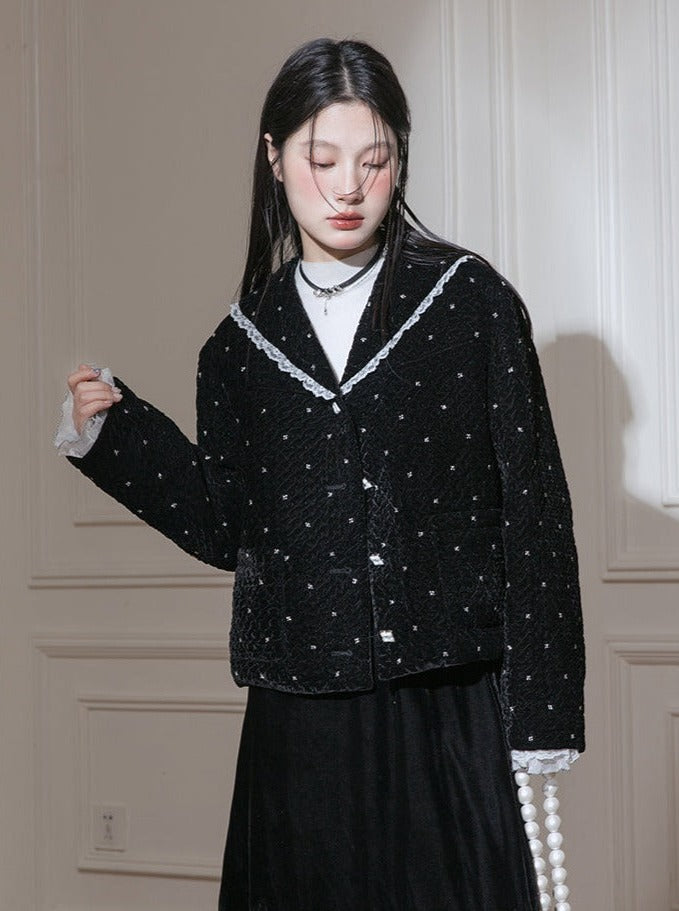 Stars Velvet Jacket And Skirt Set