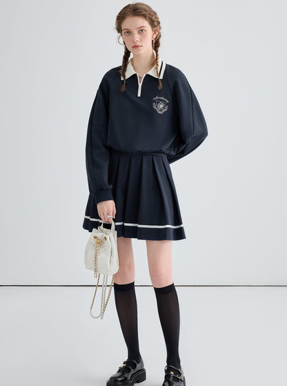 fake two-piece temperament polo dress