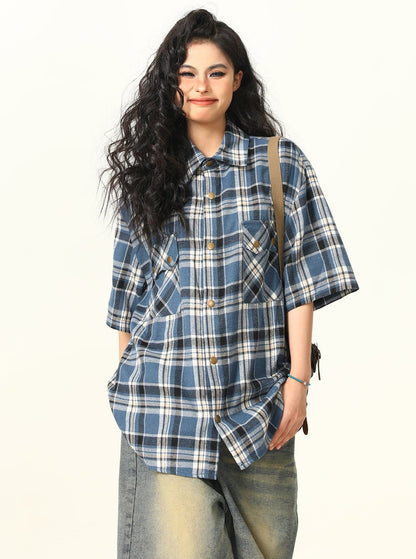 Vintage Pocket Cargo Plaid Shirt