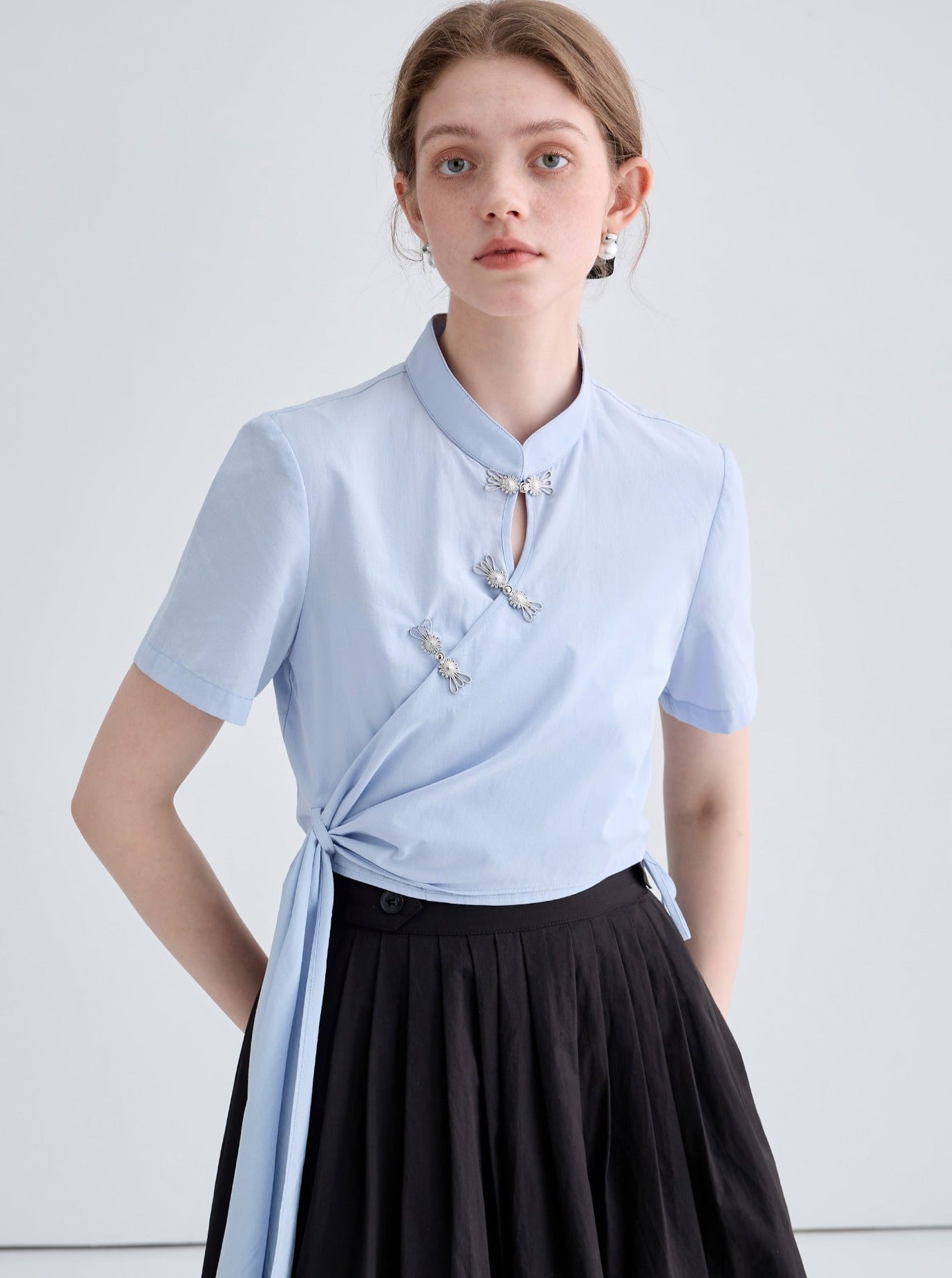 Lace-Up Short Sleeve Top