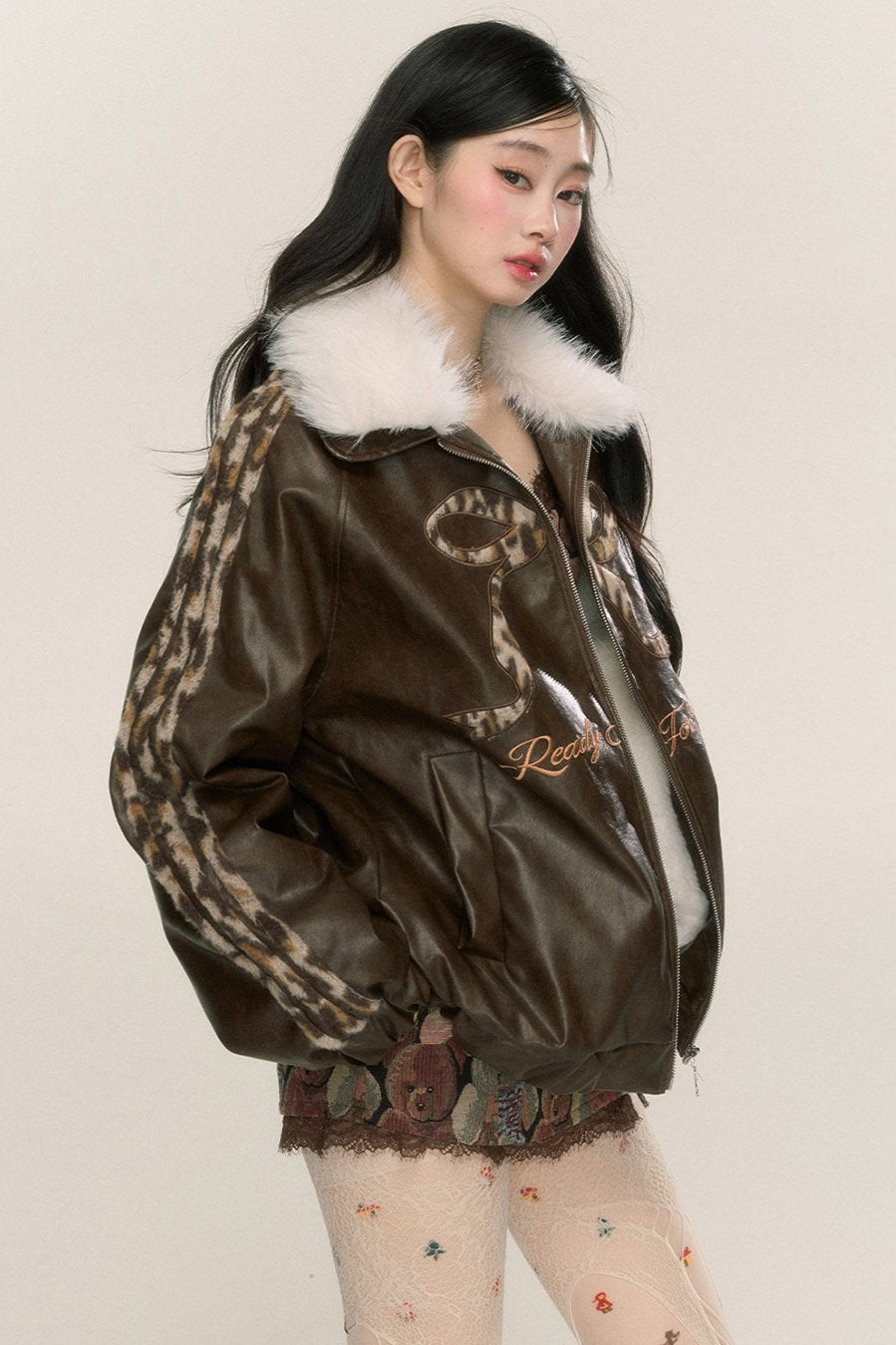 Fur Collar Leather Jacket