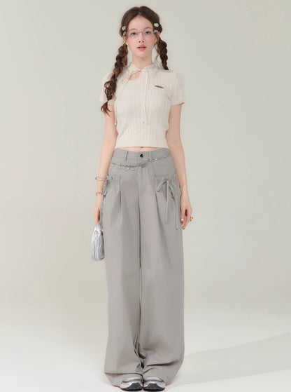 Retro High Waist Gray Pants