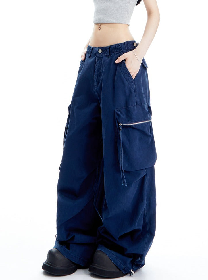 Loose Drawstring Parachute Pants