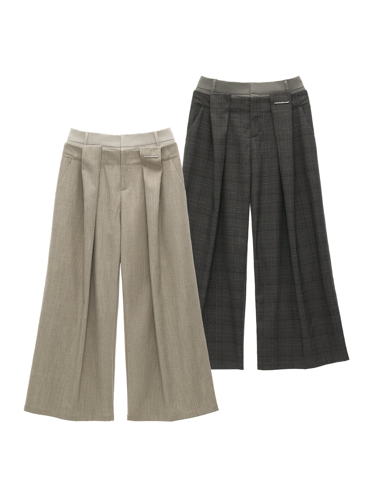 Double Waisted Plaid Straight Pants