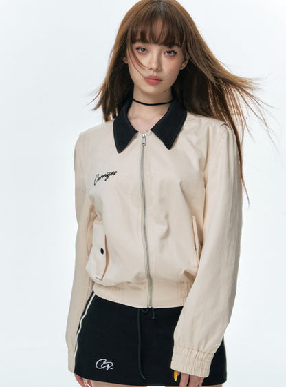 Retro Stitching Contrast Short Jacket