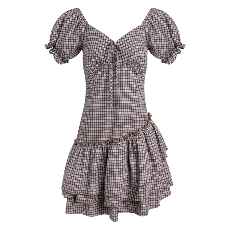 Nap Check Beveled V-Neck Cinched Waist Dress