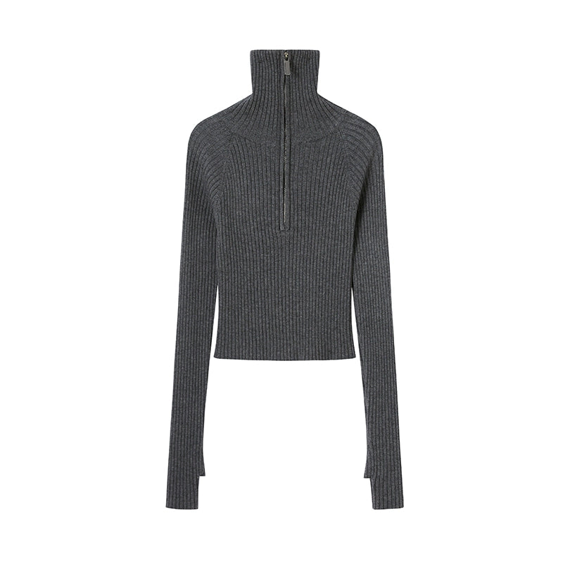 Stand-Up Collar Bottom Sweater