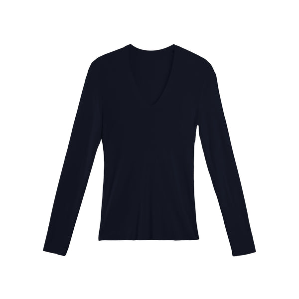 U-Neck Long-Sleeved Knit Top