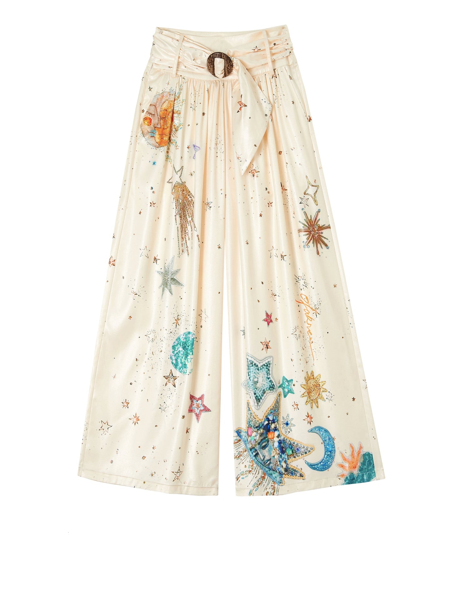 Pleated Sky Wide-Leg Pants