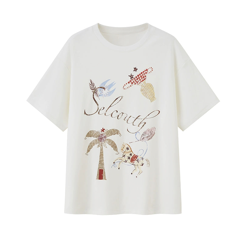 Lazy Wave Playful Print Short Sleeve T-shirt