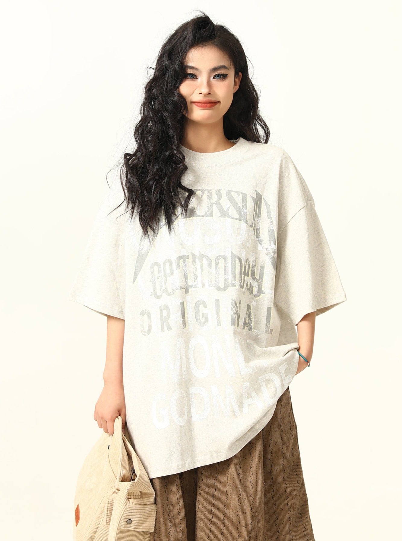 American Vintage Fuzzy Letter Print T-Shirt