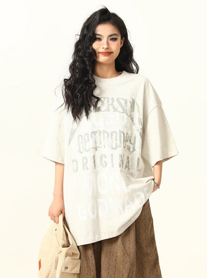 American Vintage Fuzzy Letter Print T-Shirt