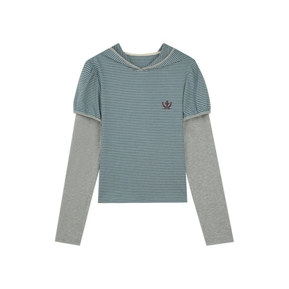 Panelled Puff Sleeve Layering Sweatshirt