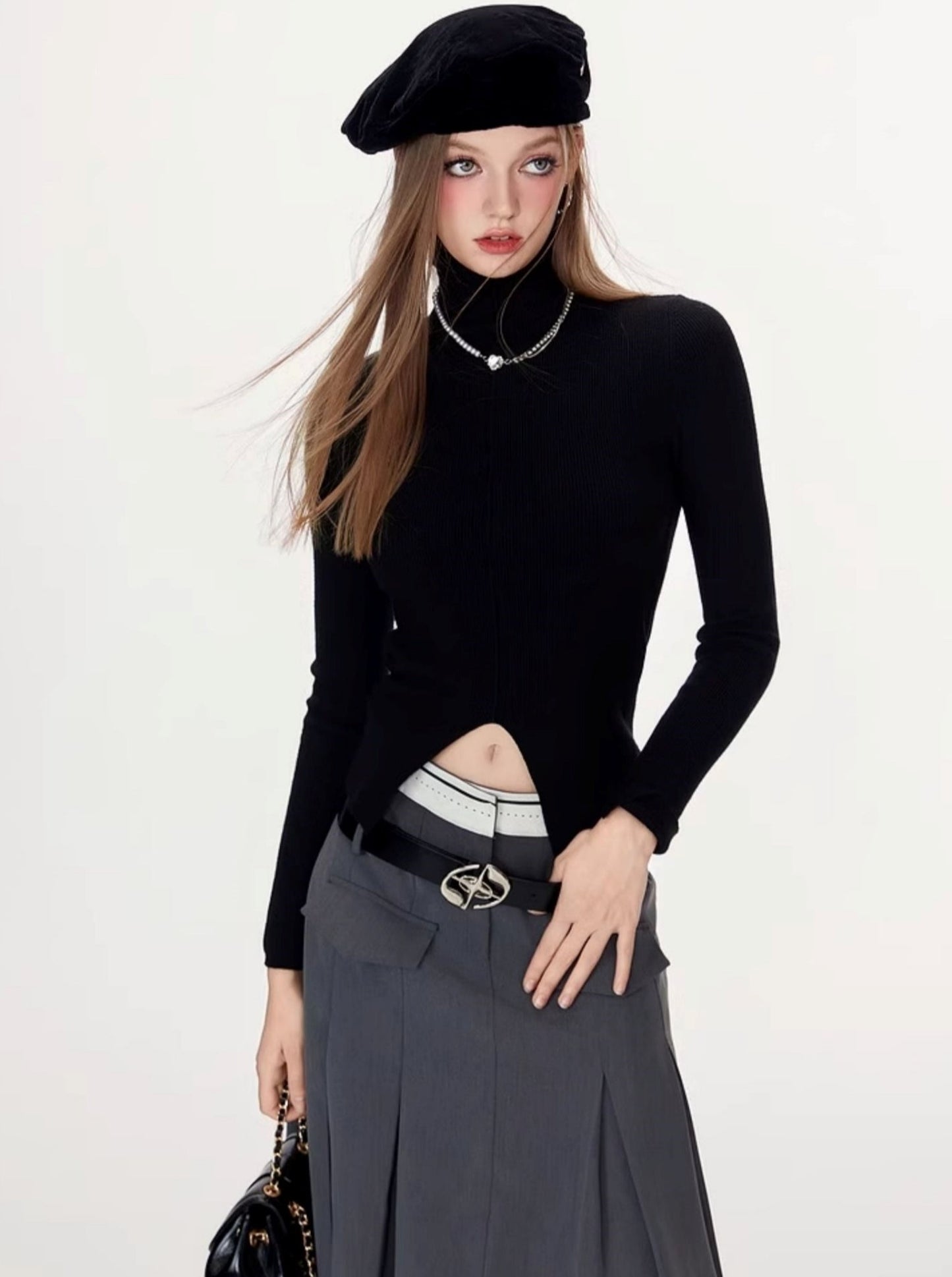 High Neck Knitted Bottom Shirt