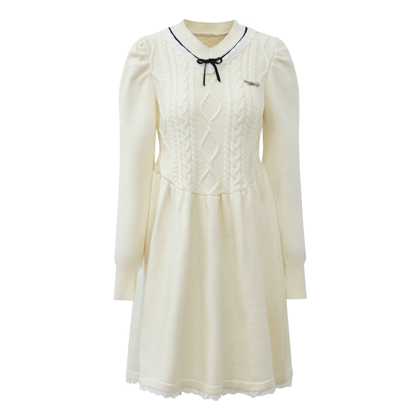 Original V-neck beige dress