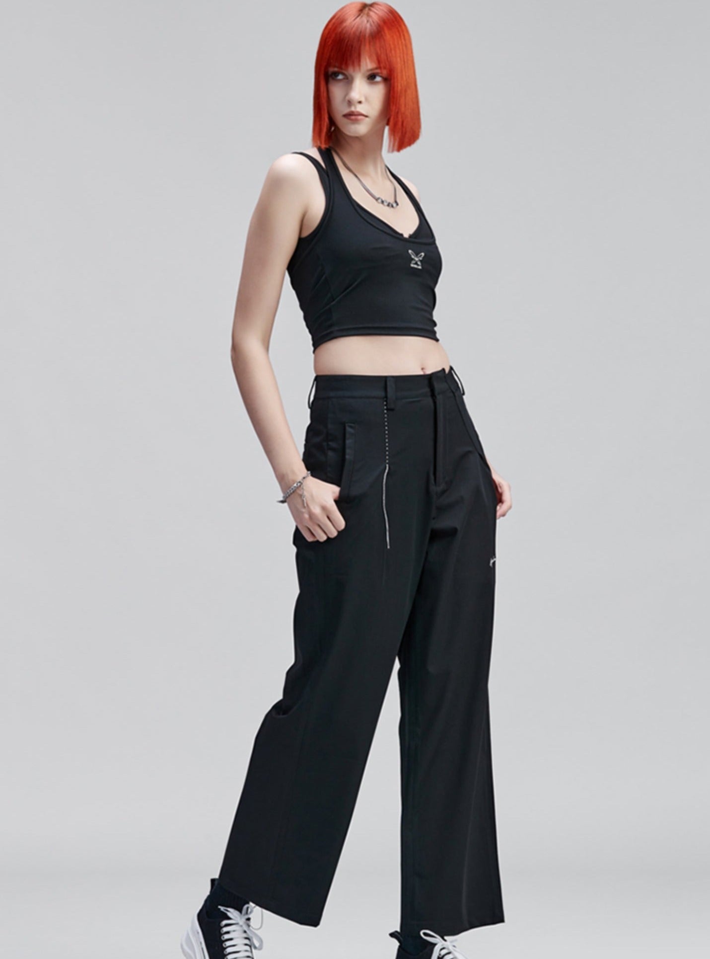 Pleated Straight Casual Pants